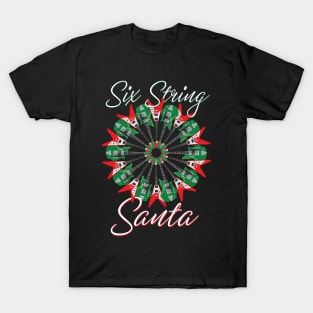 Gift for Guitarists Six String Santa Electric Guitar Wreath Gift T-Shirt